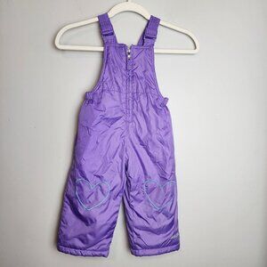 PacificTrail Winter Snow Ski Bib Overalls girls sz 24 months / 2T purple knee he